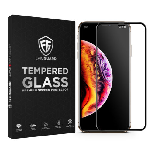Folie Sticla EpicGuard Apple iPhone X Protectie Premium, Full Cover, Full Glue, Negru