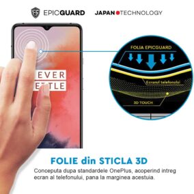 Folie Sticla EpicGuard OnePlus 7T Protectie Premium Ecran 3D, Full Cover, Negru